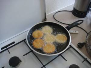 Gonja Kabalagala pancakes - deep frying