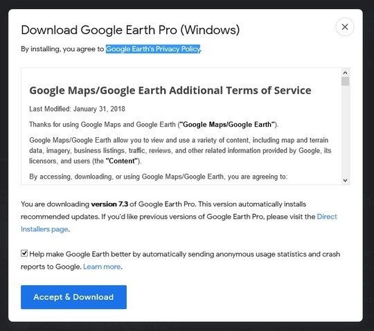Google Earth privacy policy