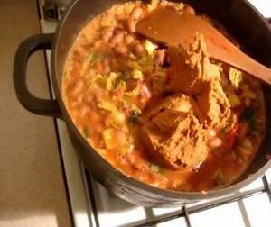 Adding ground nut paste