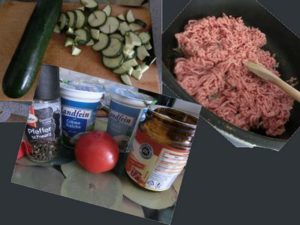 Creamy zucchini and minced meat sauce: ingredients