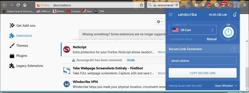 Windscribe Firefox-addon