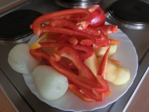 Chu ingredients: bell peppers, onions, potatoes, carrots ...
